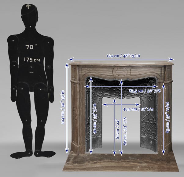 Louis XV style fireplace, Pompadour model, in Lunel marble-9