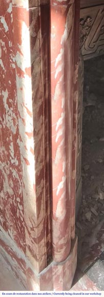  Louis XIV style fireplace with acroteria, in Red Languedoc marble-4