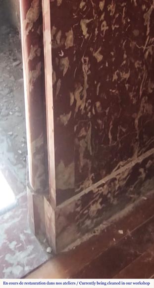  Louis XIV style fireplace with acroteria, in Red Languedoc marble-8