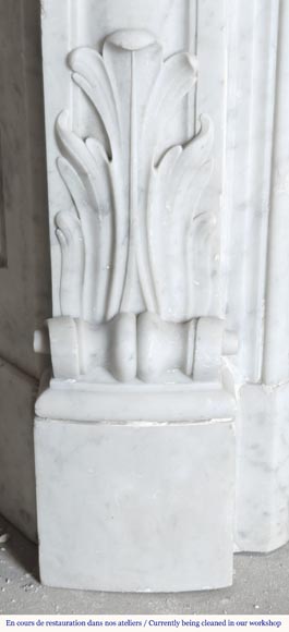  Louis XV style fireplace in Carrara marble, with plant decoration-6