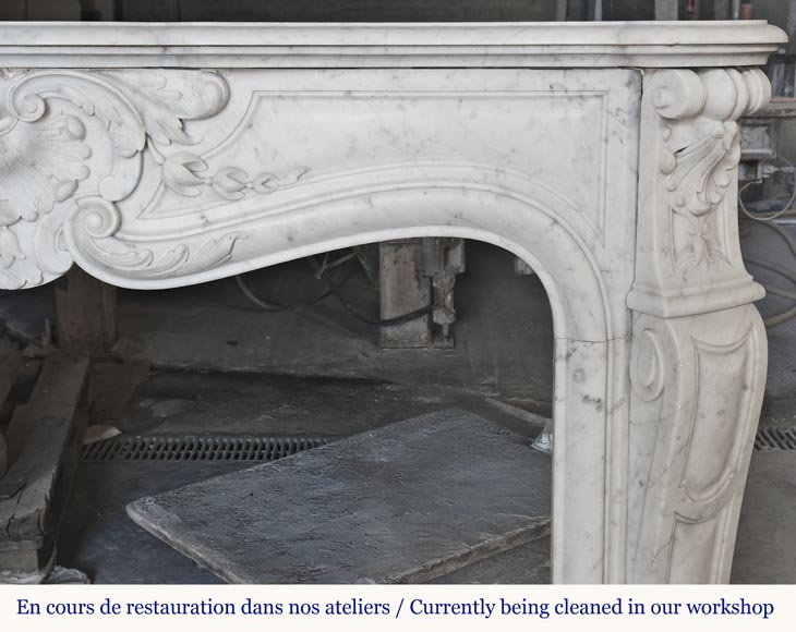  Louis XV style fireplace in Carrara marble, with plant decoration-8