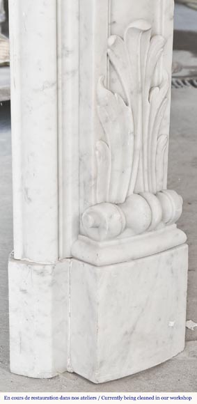  Louis XV style fireplace in Carrara marble, with plant decoration-9