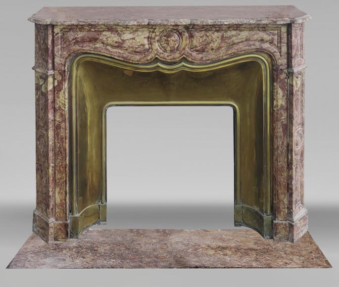  Louis XV style fireplace, Pompadour model, in Spanish Brocatelle marble-0
