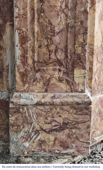  Louis XV style fireplace, Pompadour model, in Spanish Brocatelle marble-4