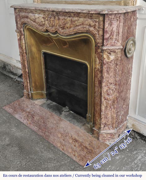  Louis XV style fireplace, Pompadour model, in Spanish Brocatelle marble-5