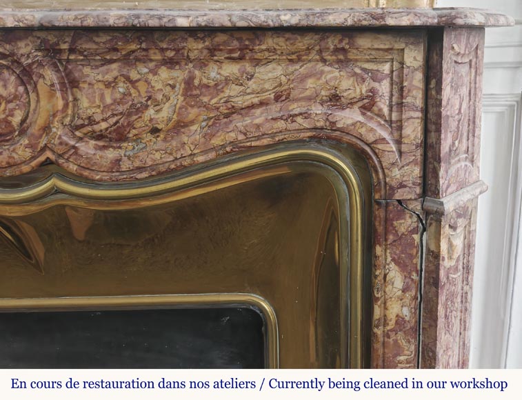  Louis XV style fireplace, Pompadour model, in Spanish Brocatelle marble-6
