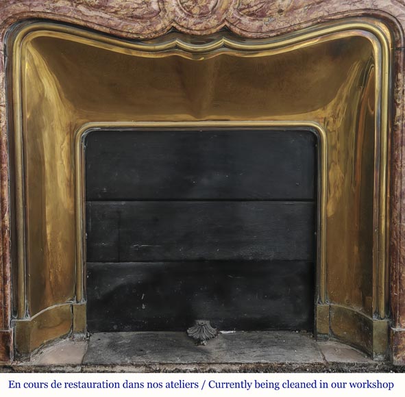  Louis XV style fireplace, Pompadour model, in Spanish Brocatelle marble-8
