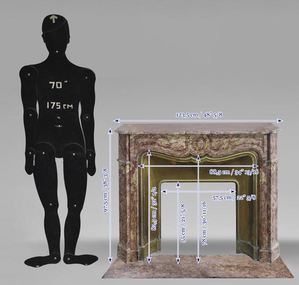  Louis XV style fireplace, Pompadour model, in Spanish Brocatelle marble-11