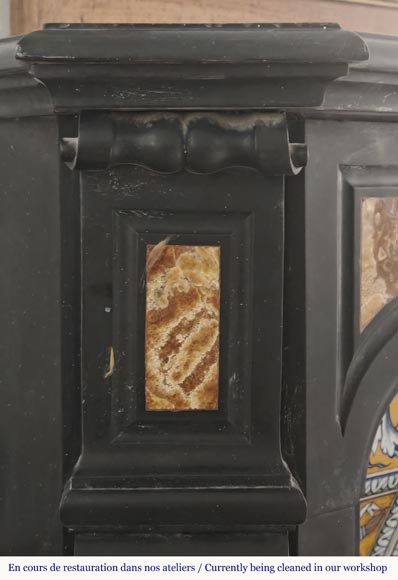 Napoleon III style fireplace in fine black marble and onyx-3