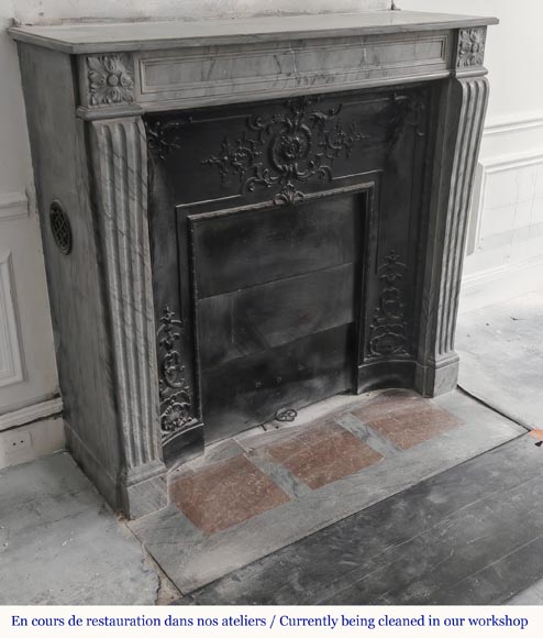 Louis XVI style fireplace in blue turquoise marble-2