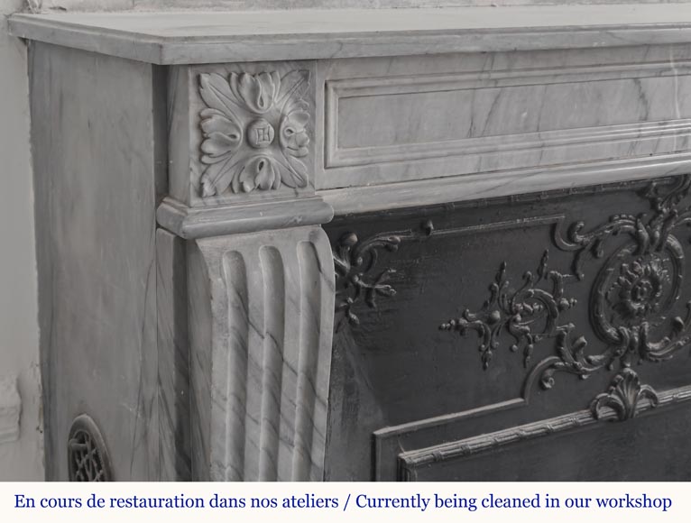 Louis XVI style fireplace in blue turquoise marble-3
