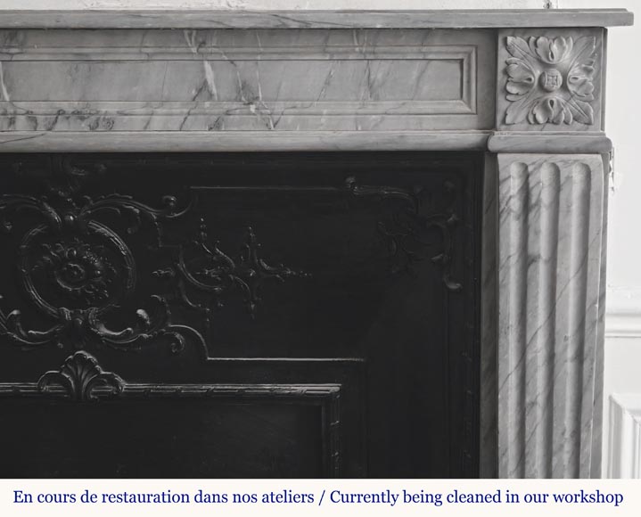 Louis XVI style fireplace in blue turquoise marble-6