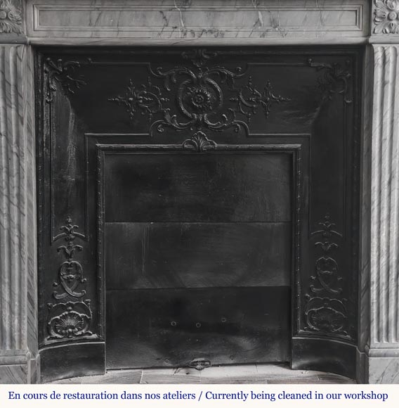 Louis XVI style fireplace in blue turquoise marble-8