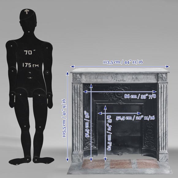 Louis XVI style fireplace in blue turquoise marble-11