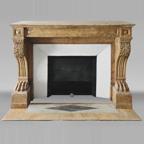 Lion's paw model fireplace in yellow Siena marble