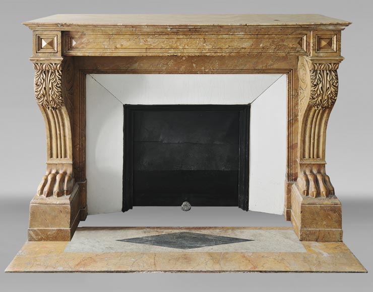 Lion's paw model fireplace in yellow Siena marble-0