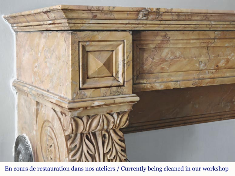 Lion's paw model fireplace in yellow Siena marble-3