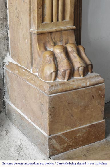 Lion's paw model fireplace in yellow Siena marble-4