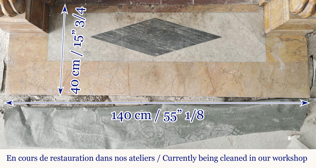 Lion's paw model fireplace in yellow Siena marble-8