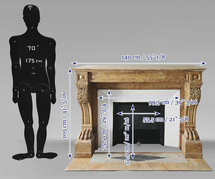 Lion's paw model fireplace in yellow Siena marble-10