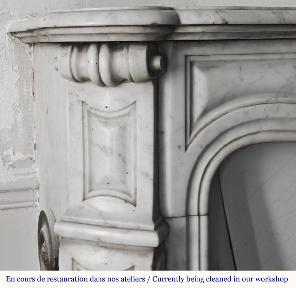 Louis XV style fireplace, Pompadour model, in Carrara marble-3