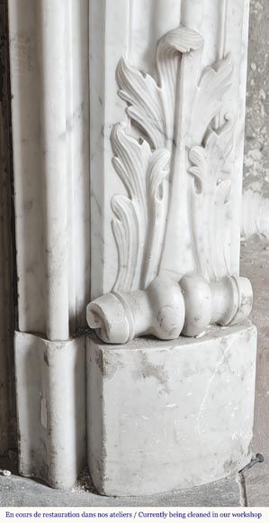 Louis XV style fireplace in Carrara marble, decorated with a palmette-9