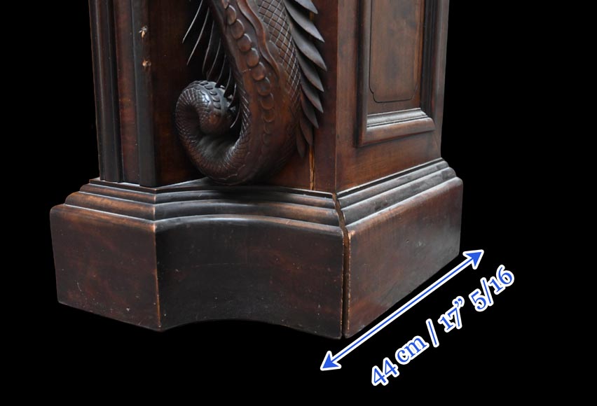 Gabriel VIARDOT (1830-1901) – Japanese-style fireplace in stained sycamore wood, topped with a dragon and an imposing circular mirror-15