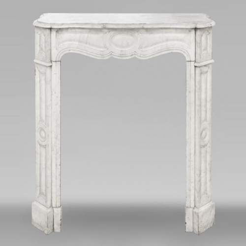 Louis XV style fireplace, Pompadour model, in Carrara marble