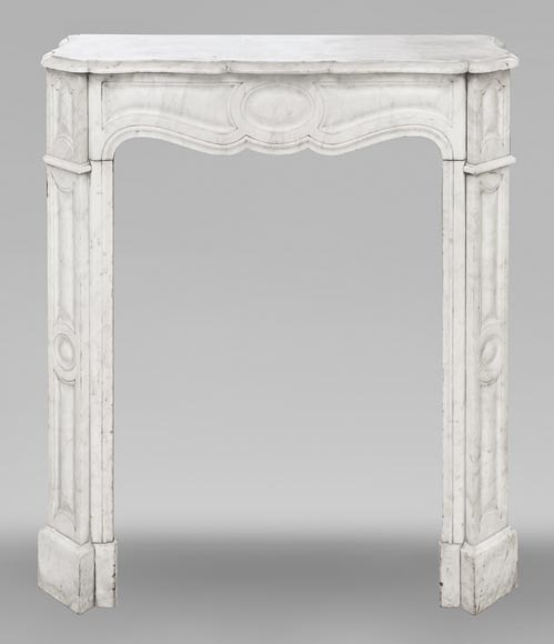 Louis XV style fireplace, Pompadour model, in Carrara marble-0