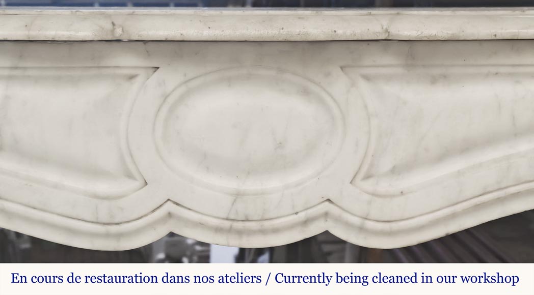 Louis XV style fireplace, Pompadour model, in Carrara marble-1