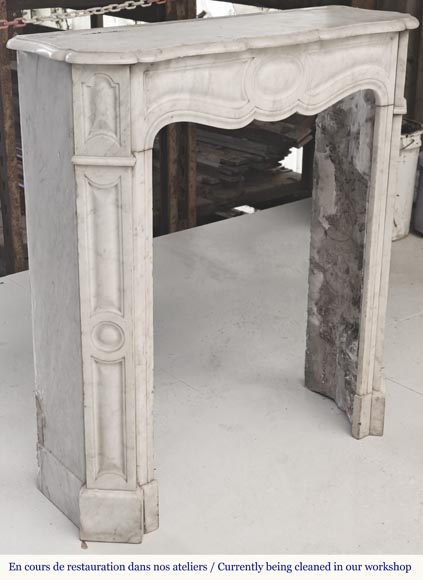 Louis XV style fireplace, Pompadour model, in Carrara marble-2