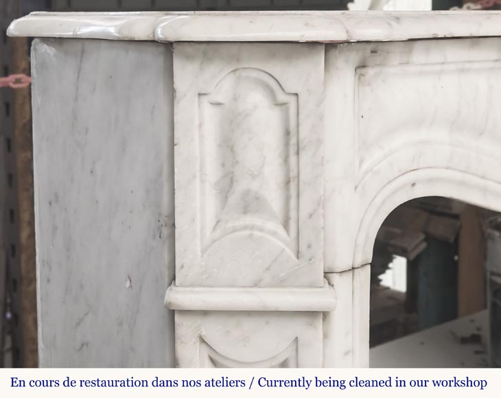 Louis XV style fireplace, Pompadour model, in Carrara marble-3