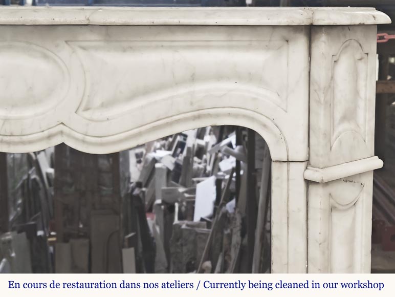 Louis XV style fireplace, Pompadour model, in Carrara marble-6