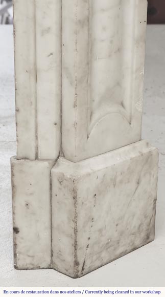 Louis XV style fireplace, Pompadour model, in Carrara marble-7