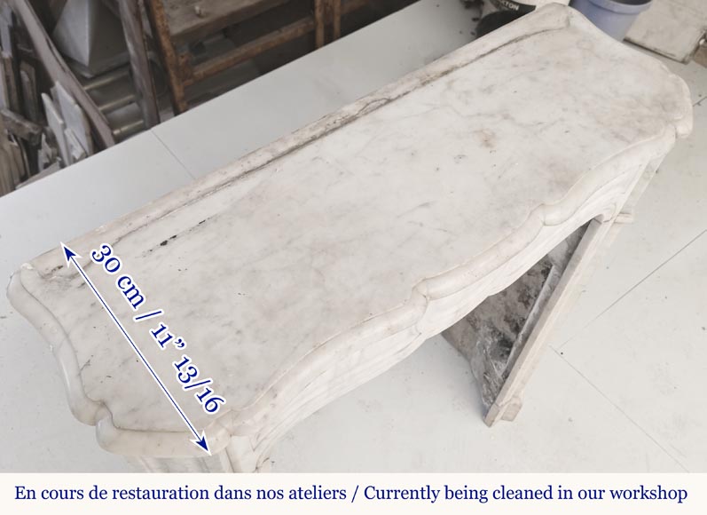 Louis XV style fireplace, Pompadour model, in Carrara marble-8
