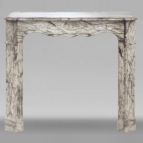 Louis XV style fireplace, Pompadour model, in blue flowered marble