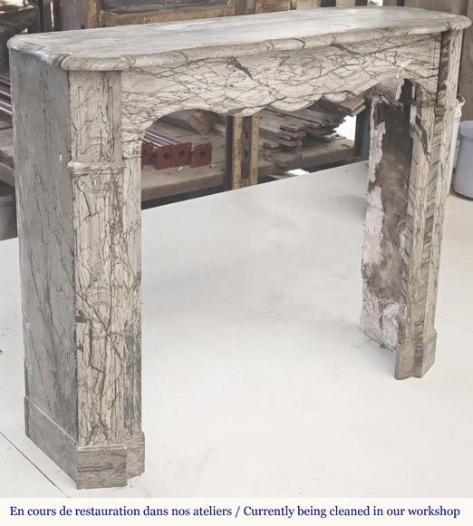 Louis XV style fireplace, Pompadour model, in blue flowered marble-2