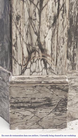 Louis XV style fireplace, Pompadour model, in blue flowered marble-4