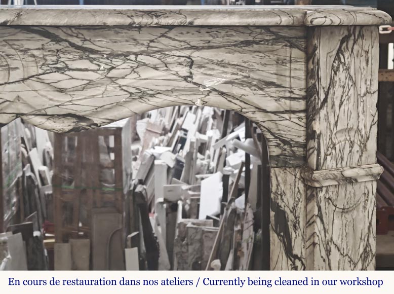 Louis XV style fireplace, Pompadour model, in blue flowered marble-6