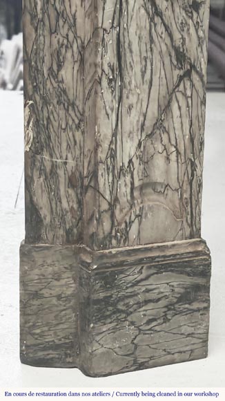 Louis XV style fireplace, Pompadour model, in blue flowered marble-7