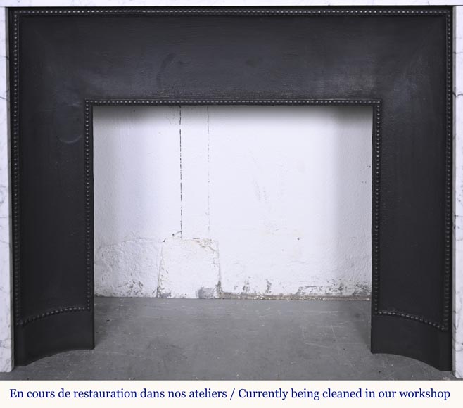 Two-tone Art Deco style fireplace in Carrara marble and dark Turquin-9