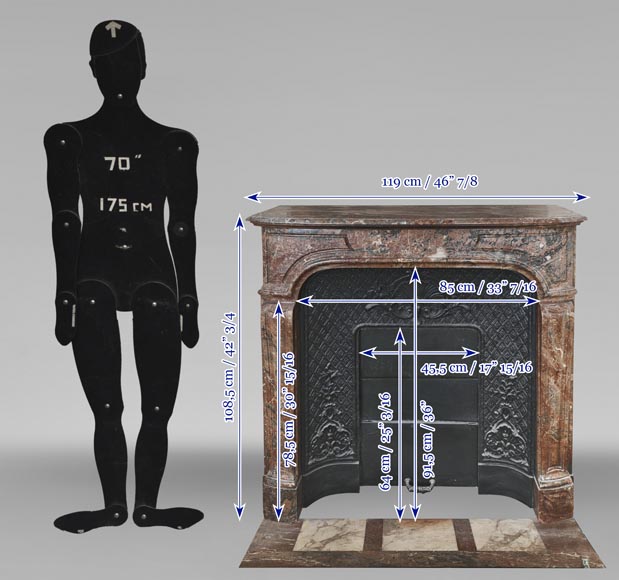 Regency style fireplace in red marble-9