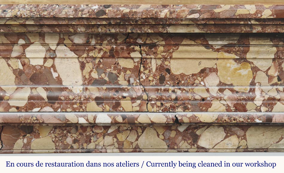 Louis XVI style fluted fireplace, in red Breccia d'Alep marble-1