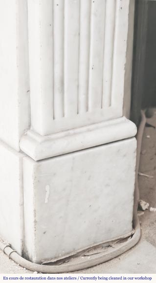  Louis XVI style fireplace with pearl decoration, in Carrara marble-5