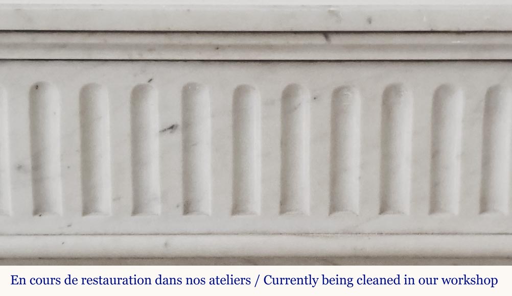 Louis XVI style fireplace in half-statuary marble, with rudenté decoration-1