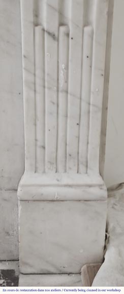 Louis XVI style fireplace in half-statuary marble, with rudenté decoration-7
