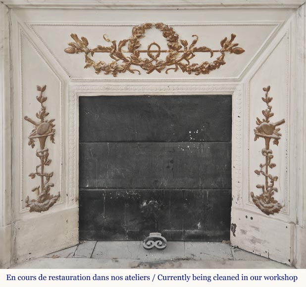 Louis XVI style fireplace in half-statuary marble, with rudenté decoration-8