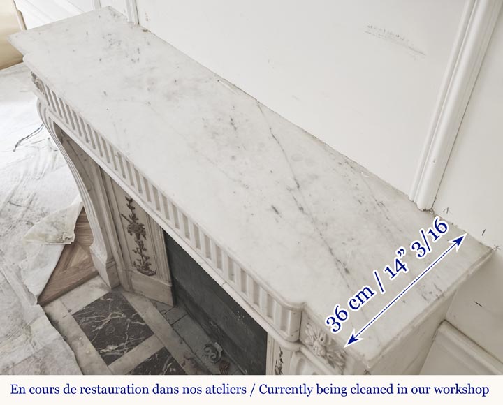 Louis XVI style fireplace in half-statuary marble, with rudenté decoration-9
