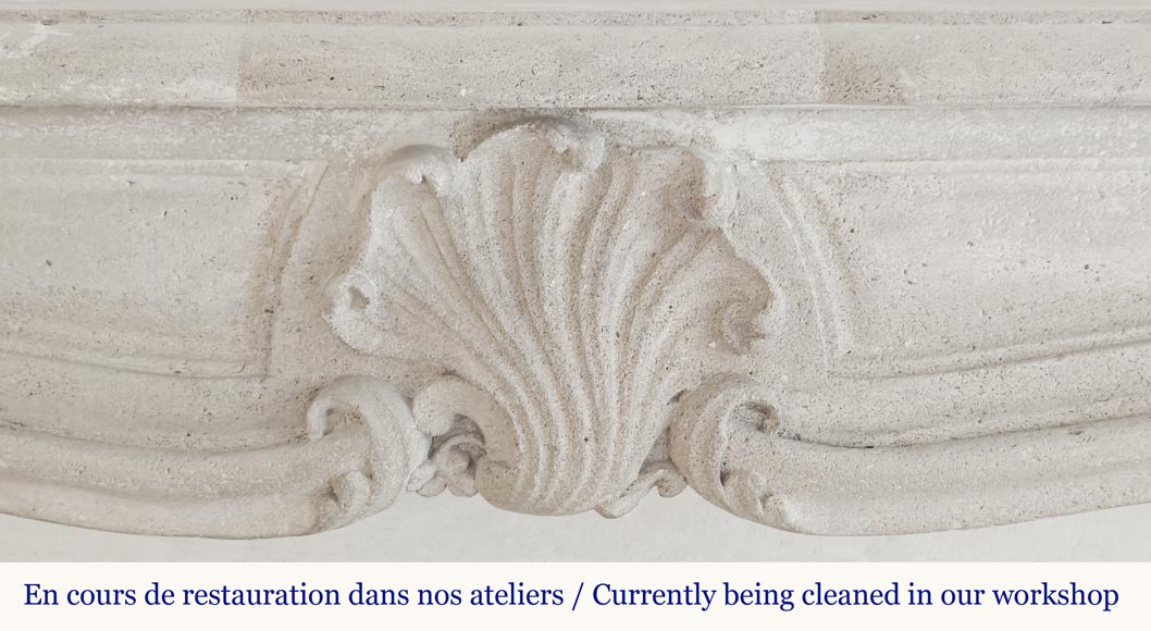 Louis XV style stone fireplace, decorated with a shell-1