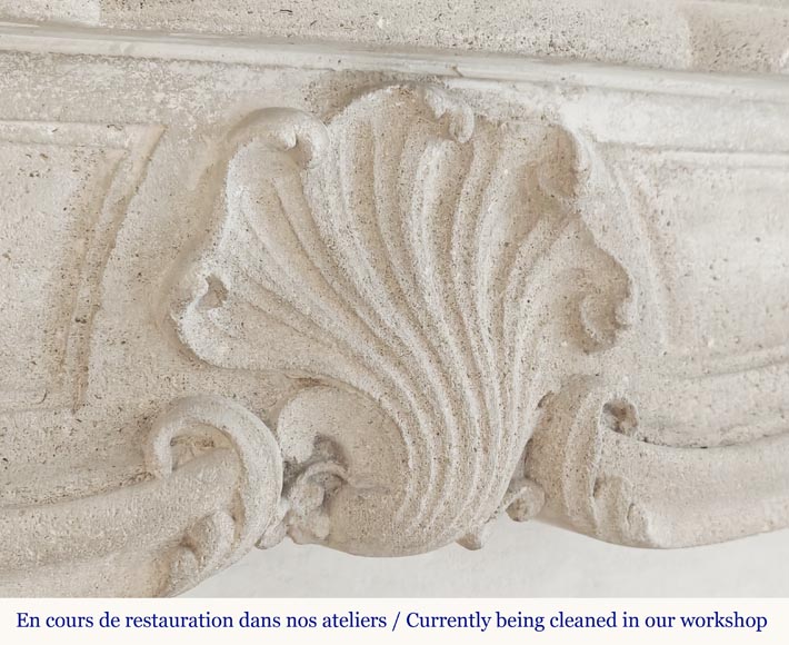 Louis XV style stone fireplace, decorated with a shell-2